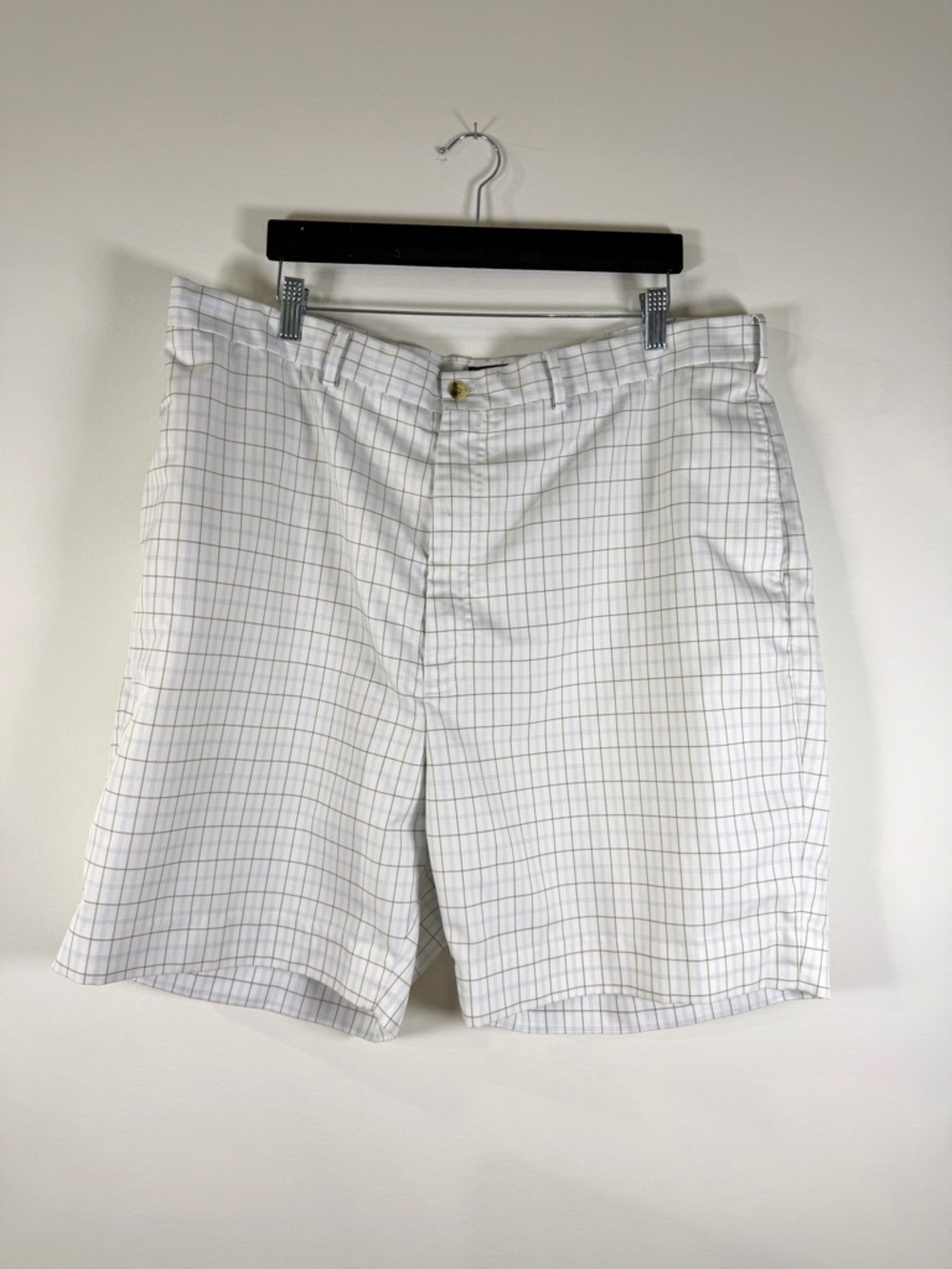 Masters White Windowpane Check Flat Front Shorts